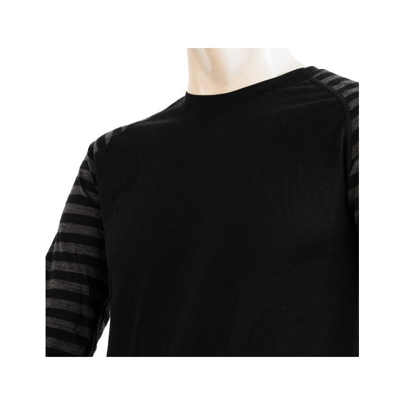 Tricou funcțional pentru bărbați Sensor Merino Active negru-gri - mânecă lungă lichidare