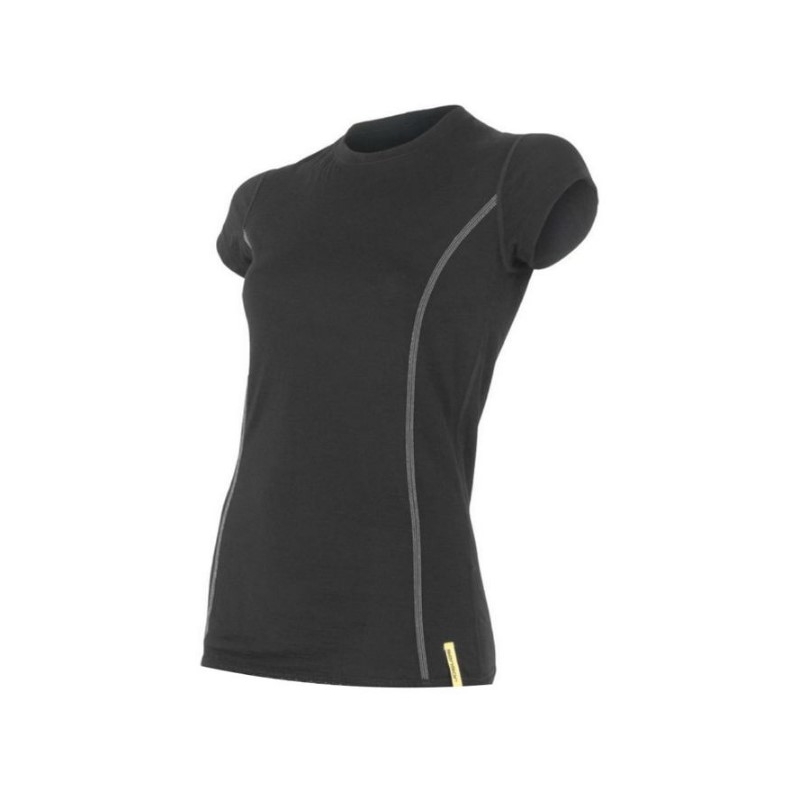 Tricou funcțional pentru femei Sensor Merino Active negru - mânecă scurtă lichidare