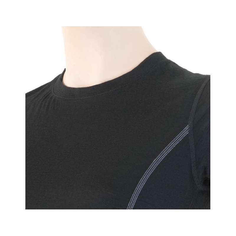 Tricou funcțional pentru femei Sensor Merino Active negru - mânecă scurtă lichidare