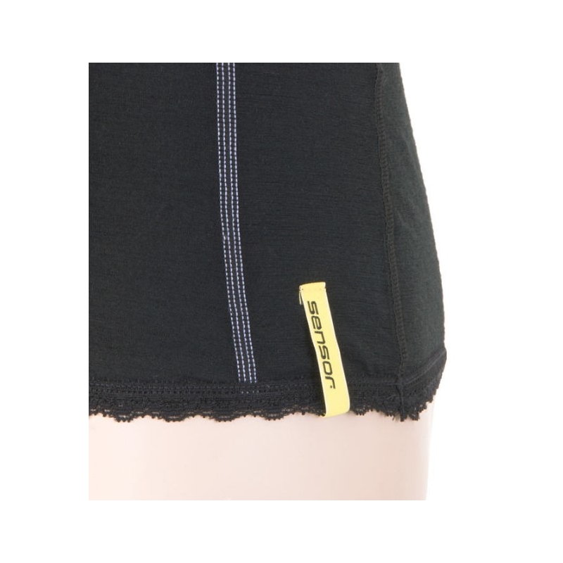 Tricou funcțional pentru femei Sensor Merino Active negru - mânecă scurtă lichidare
