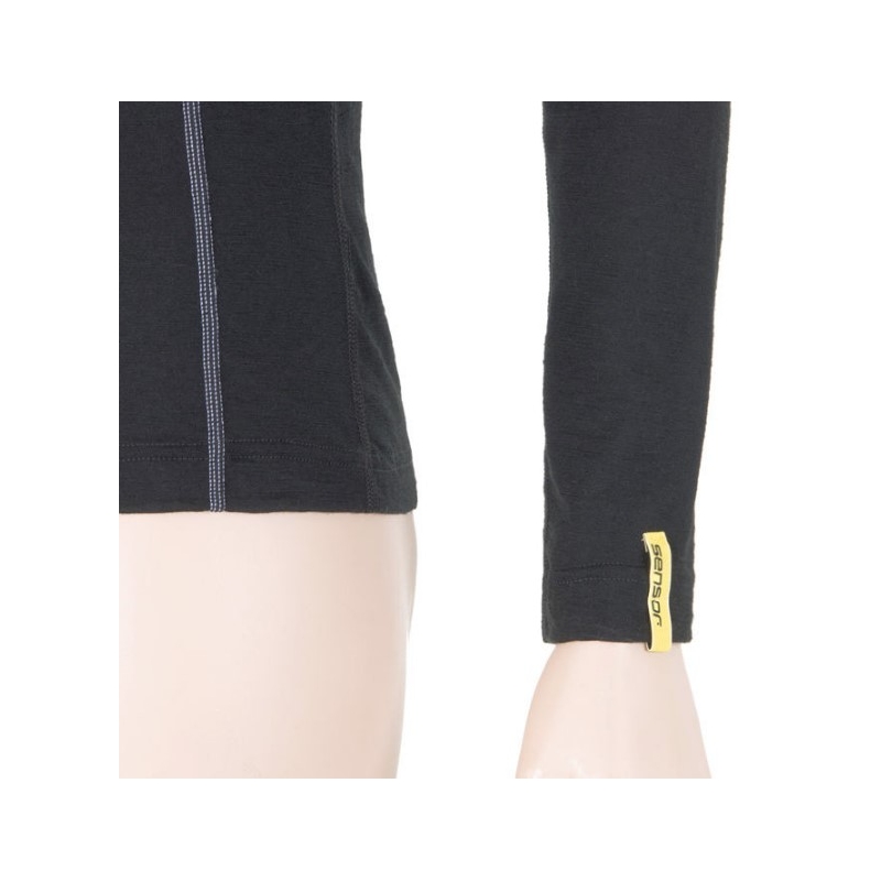Tricou funcțional pentru femei Sensor Merino Active negru - mânecă lungă lichidare