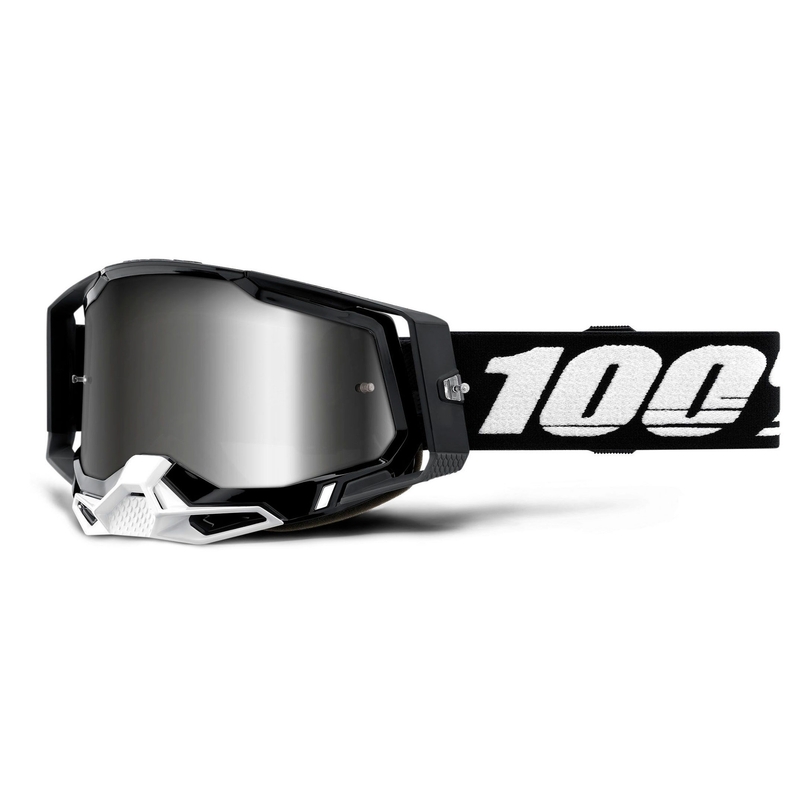 Ochelari de motocros 100% RACECRAFT 2 negru (plexi argintiu cu oglinzi)