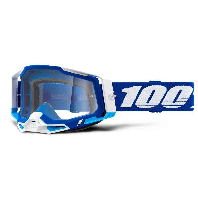 Ochelari de motocros 100% RACECRAFT 2 albastru (plexi transparent)