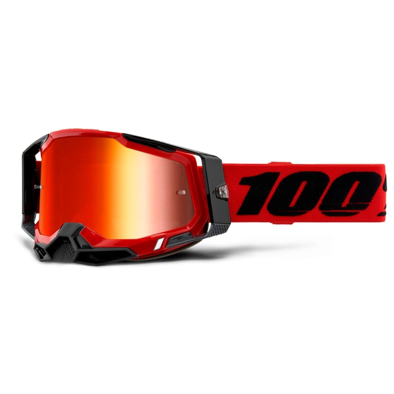 Ochelari de motocros 100% RACECRAFT 2 roșu (plexi roșu cu oglinzi)