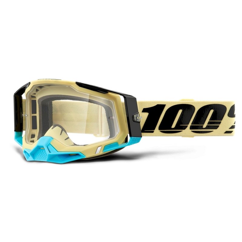 Ochelari de motocros 100% RACECRAFT 2 galben (plexi transparent)