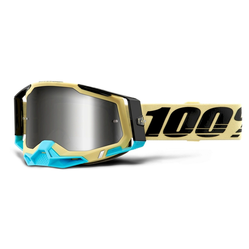 Ochelari de motocros 100% RACECRAFT 2 galben (plexi argintiu cu oglinzi)