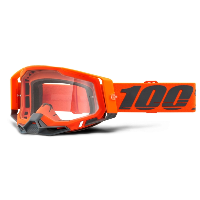 Ochelari de motocros 100% RACECRAFT 2 portocaliu (plexi transparent)