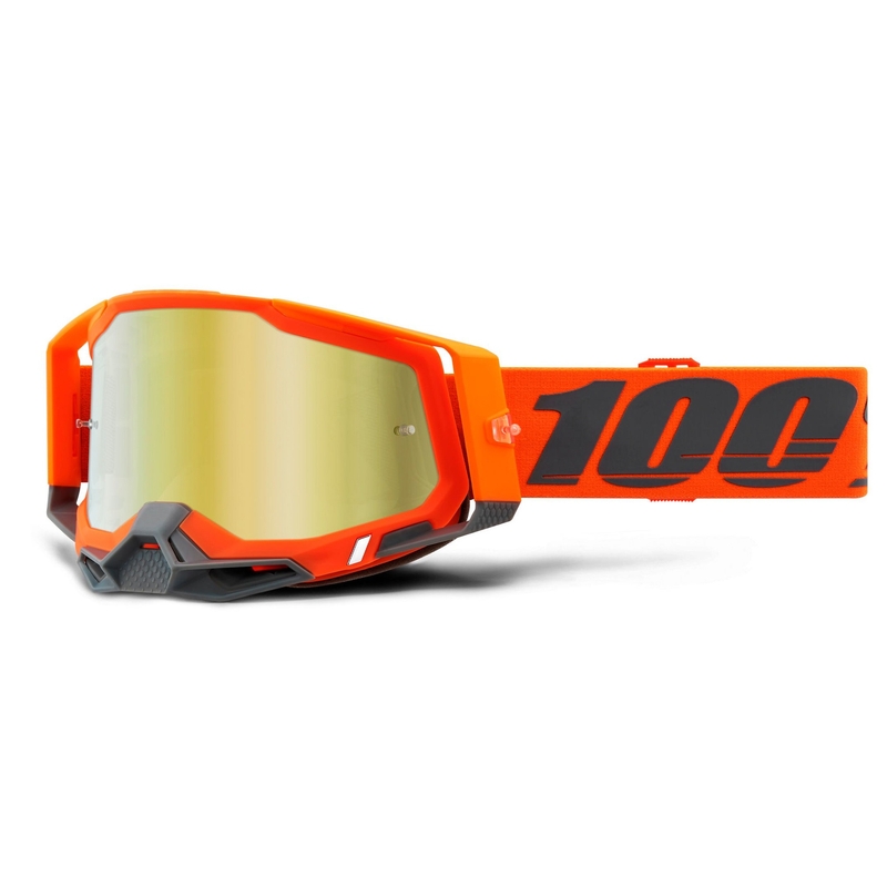 Ochelari de motocros 100% RACECRAFT 2 portocaliu (plexi cu oglinzi aurii)