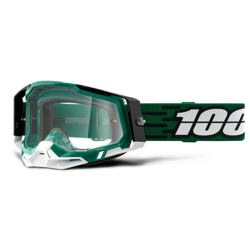 Ochelari de motocros 100% RACECRAFT 2 verde (plexi transparent)