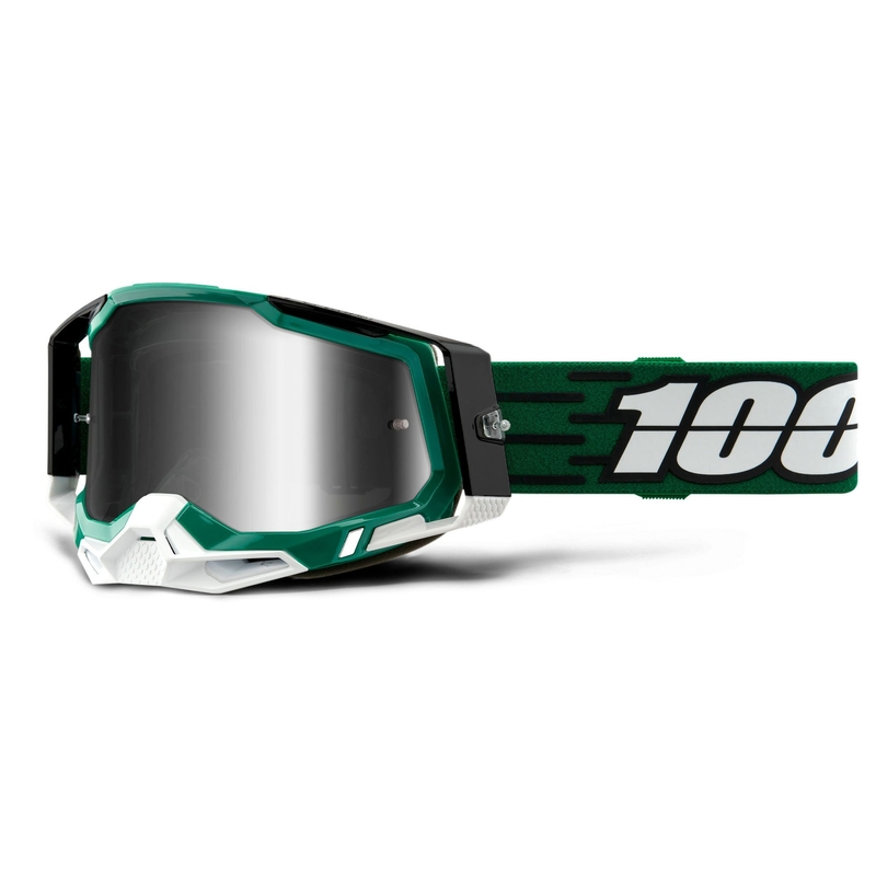Ochelari de motocros 100% RACECRAFT 2 verde (plexi argintiu cu oglinzi)