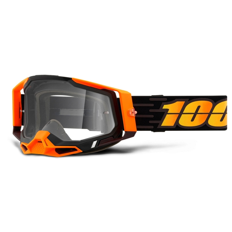 Ochelari de motocros 100% RACECRAFT 2 negru-portocaliu (plexi transparent)