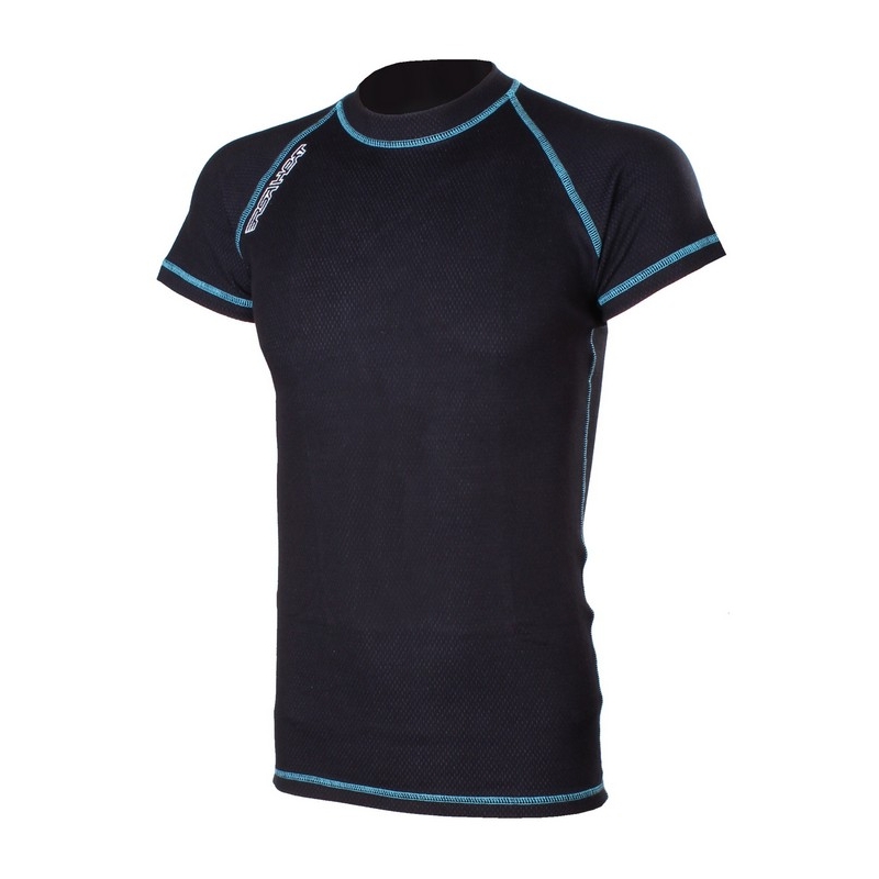 Tricou termic RSA Heat negru-albastru cu mânecă scurtă