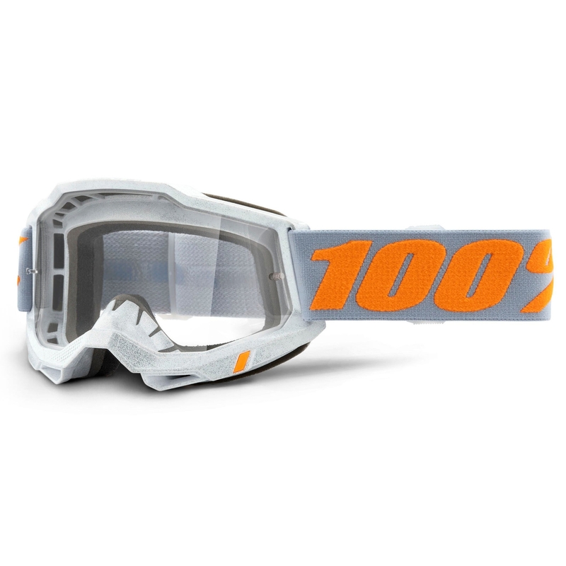 Ochelari de motocros 100% ACCURI 2 gri-portocaliu (plexi transparent)