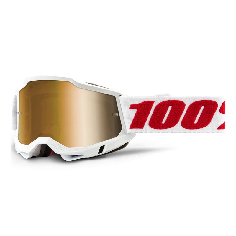 Ochelari de motocros 100% ACCURI 2 alb (plexi auriu)