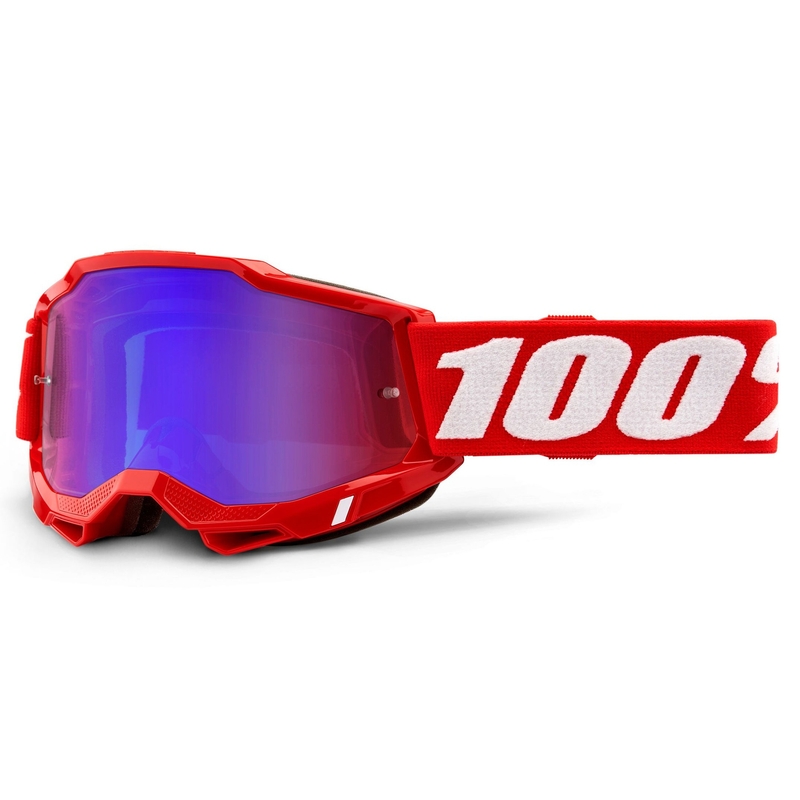Ochelari de motocros 100% ACCURI 2 roșu (roșu-albastru cu oglindă plexi)