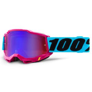 Ochelari de motocros 100% ACCURI 2 roz (roșu-albastru cu oglinzi plexi)