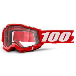 Ochelari de motocros 100% ACCURI 2 roșu (dublu plexi transparent)