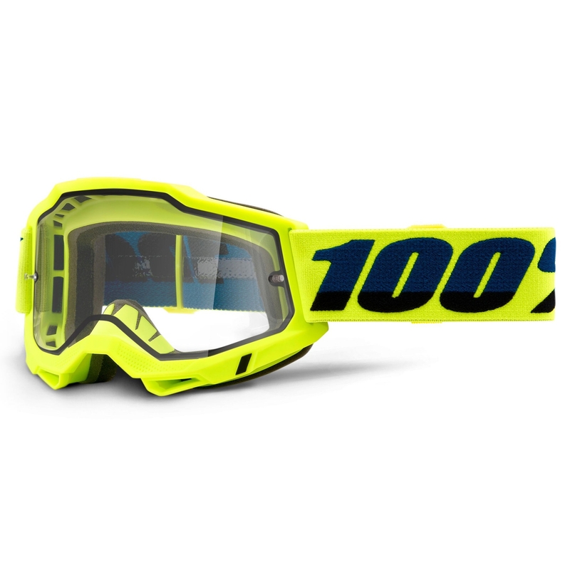 Ochelari de motocros 100% ACCURI 2 galben fluo (dublu plexi transparent)