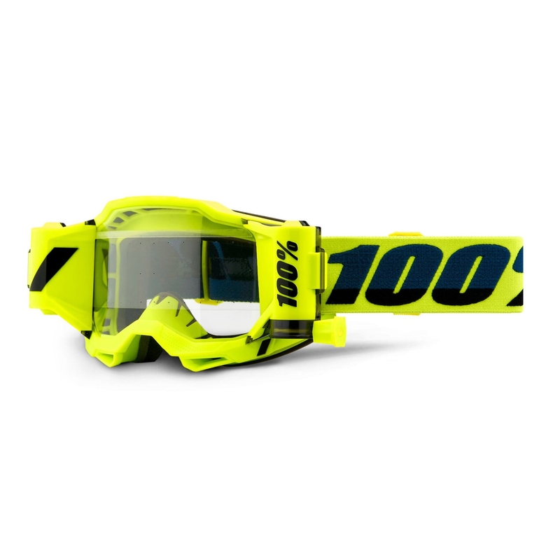 Ochelari de motocros 100% ACCURI 2 Roll-Off galben fluo (plexi clar) lichidare