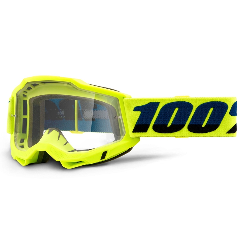 Ochelari de motocros 100% ACCURI 2 OTG galben fluo (plexi transparent)