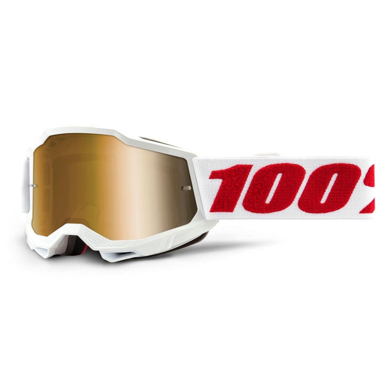Ochelari de motocros pentru copii 100% ACCURI 2 alb (plexi auriu)
