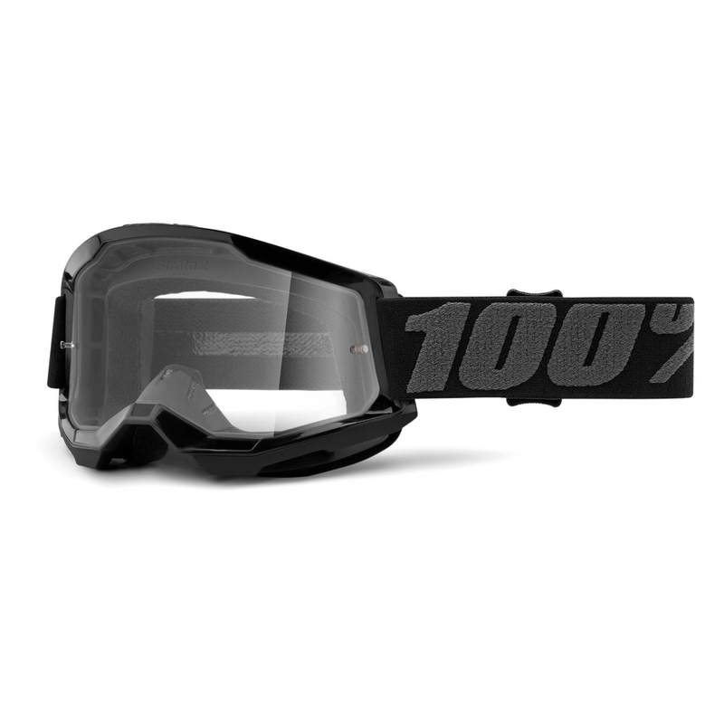 Ochelari de motocros 100% STRATA 2 negru (plexi transparent)