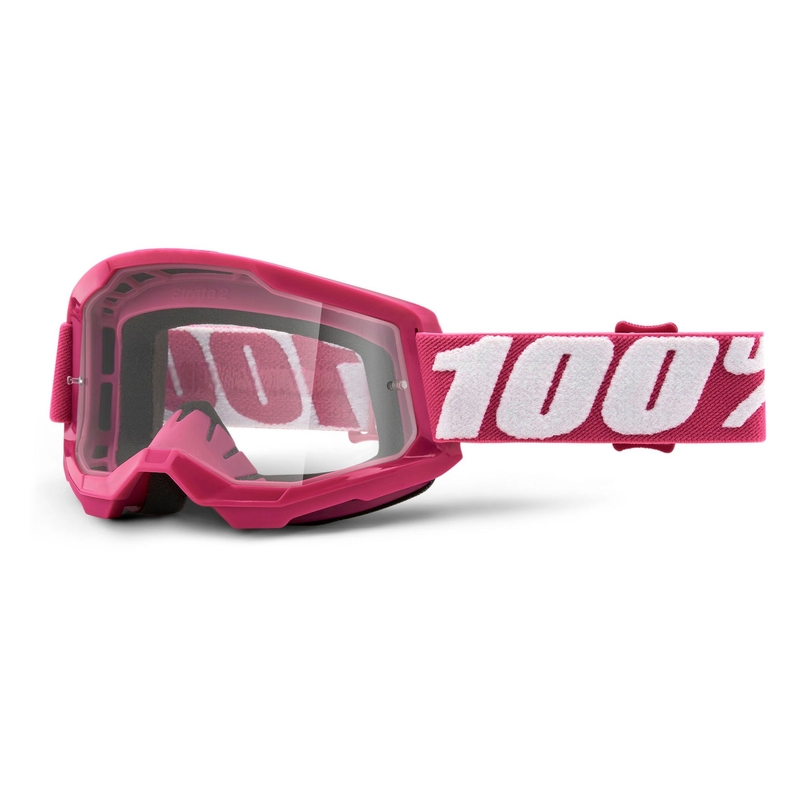 Ochelari de motocros 100% STRATA 2 Fletcher roz (plexi transparent)