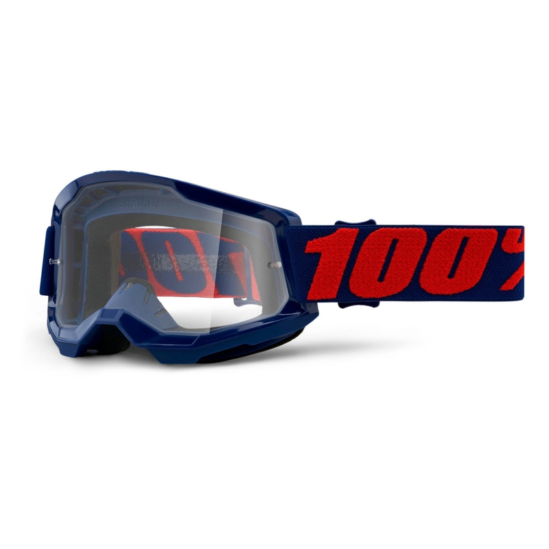 Ochelari de motocros 100% STRATA 2 Masego albastru închis (plexi transparent)