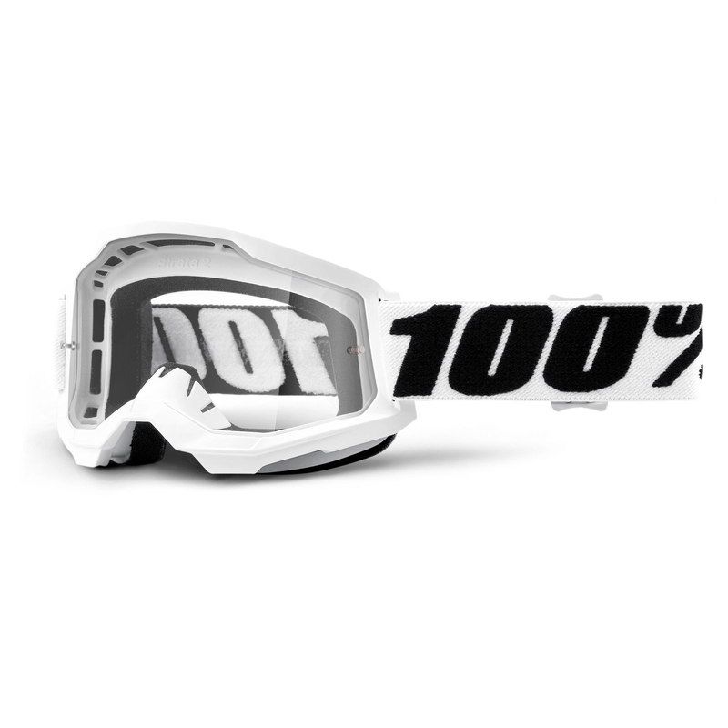Ochelari de motocros 100% STRATA 2 Everest alb (plexi transparent)