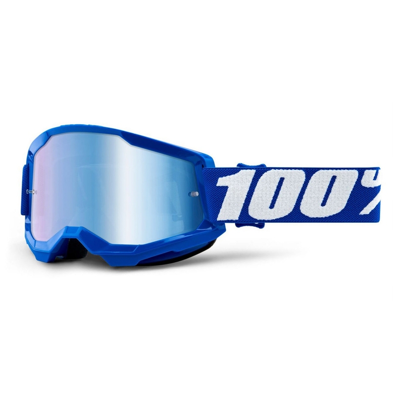 Ochelari de motocros 100% STRATA 2 albastru (plexi albastru cu oglinzi)