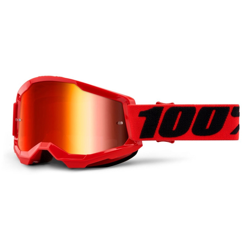 Ochelari de motocros 100% STRATA 2 roșu (plexi roșu cu oglinzi)