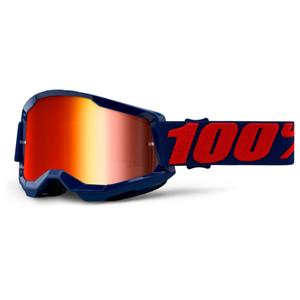 Ochelari de motocros 100% STRATA 2 Masego albastru (plexi roșu cu oglinzi)