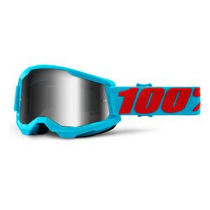 Ochelari de motocros 100% STRATA 2 Summit albastru (plexi argintiu cu oglinzi)