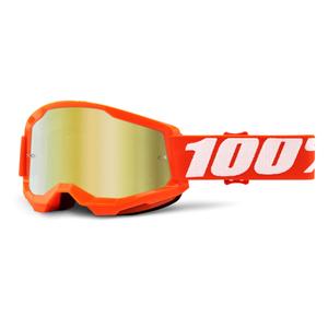 Ochelari de motocros 100% STRATA 2 Orange portocaliu (plexi cu oglinzi aurii)