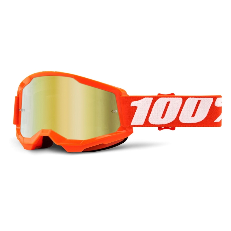 Ochelari de motocros 100% STRATA 2 Orange portocaliu (plexi cu oglinzi aurii)
