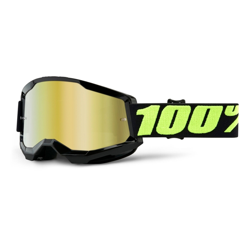 Ochelari de motocros 100% STRATA 2 negru (plexi cu oglinzi aurii)