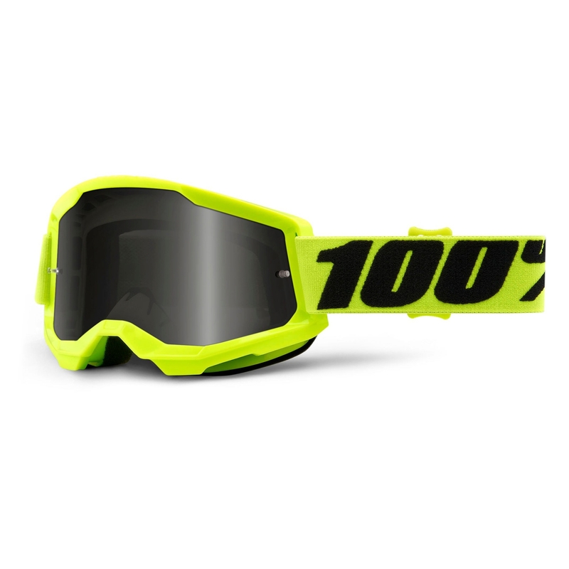 Ochelari de motocros 100% STRATA 2 galben fluo (plexi fumuriu)