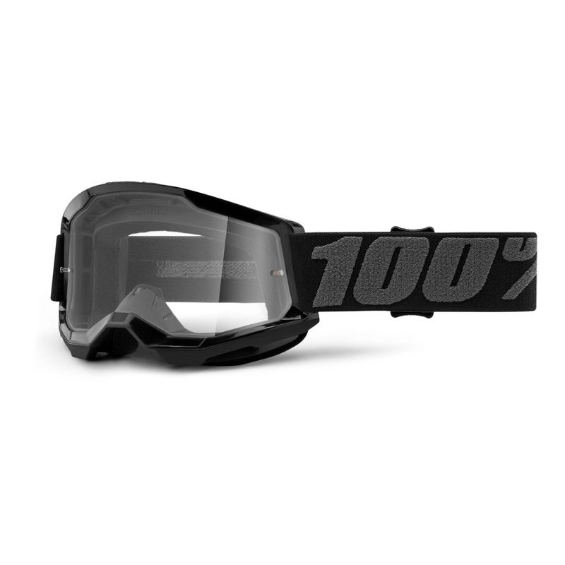 Ochelari de motocross pentru copii 100% STRATA 2 negru (plexi transparent)