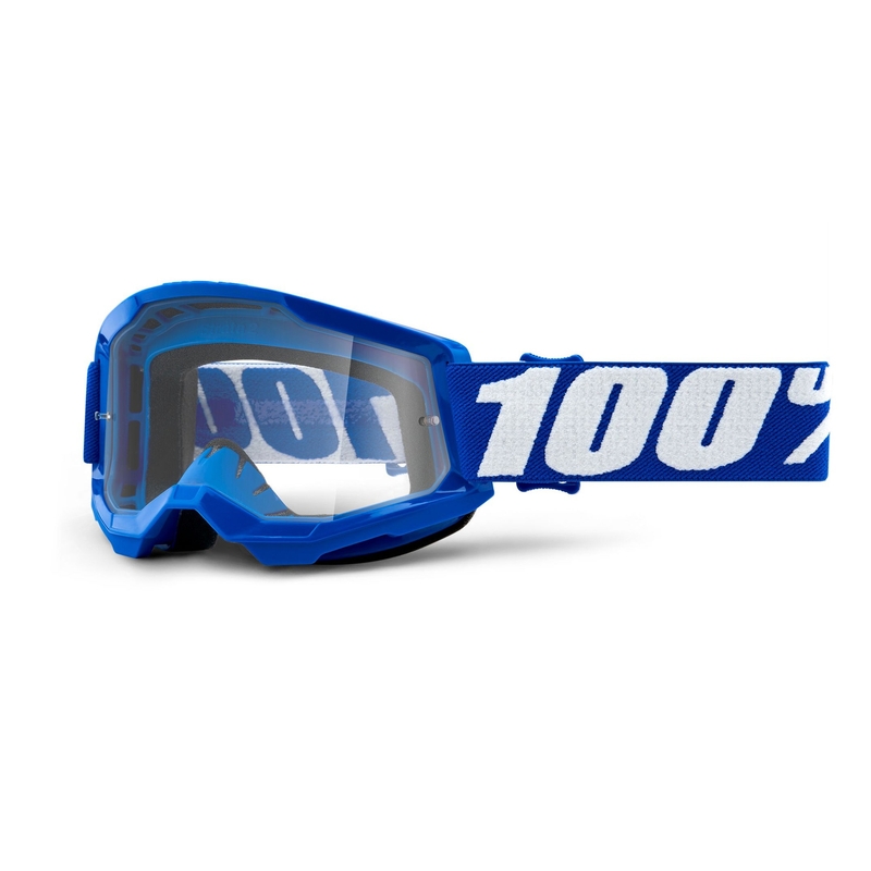 Ochelari de motocross pentru copii 100% STRATA 2 albastru (plexi transparent)
