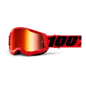 Ochelari de motocross pentru copii 100% STRATA 2 roșu (plexi roșu cu oglinzi)
