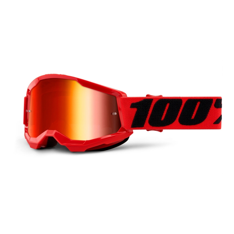 Ochelari de motocross pentru copii 100% STRATA 2 roșu (plexi roșu cu oglinzi)