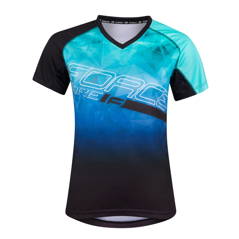 Tricou FORCE MTB Core pentru femei, turcoaz-negru lichidare