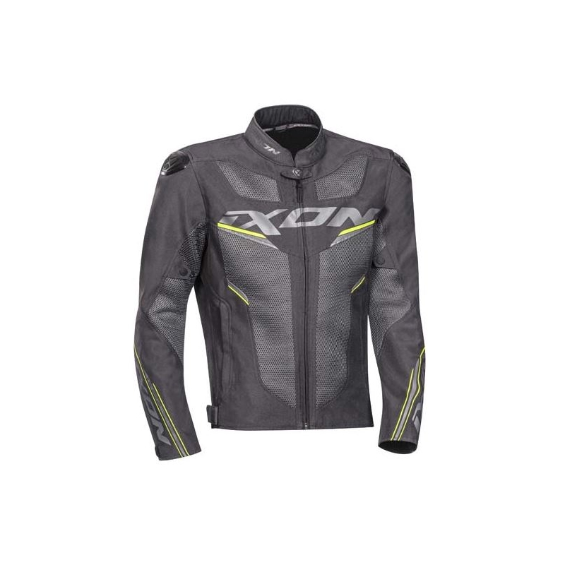 Geacă de motocicletă IXON Draco gri-galben-fluo