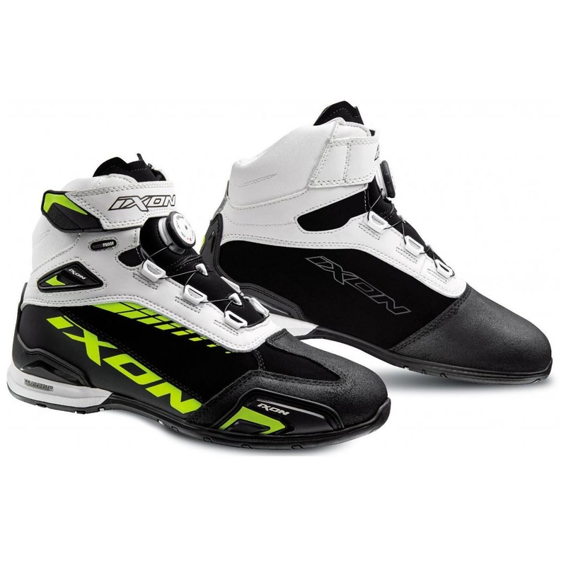 Cizme de motociclete IXON Bull WP negru-alb-alb-fluo galben lichidare