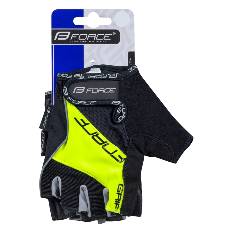 Mănuși FORCE GRIP negru-galben-fluo lichidare
