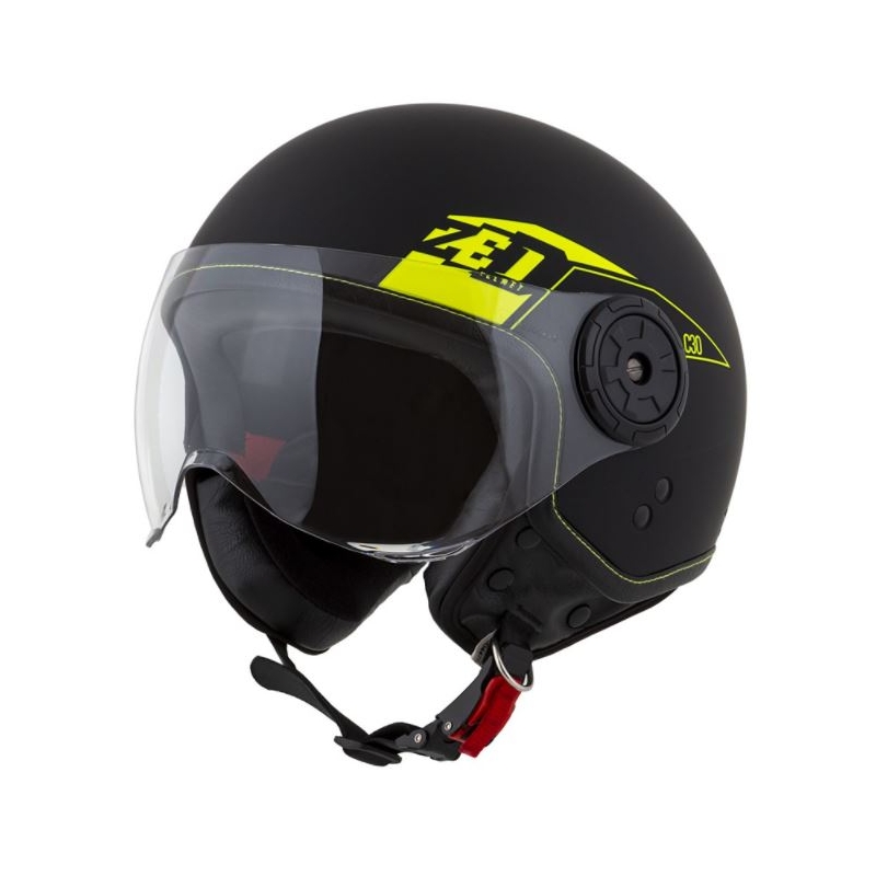Cască de motocicletă deschisă ZED C30 negru-galben-fluo mată