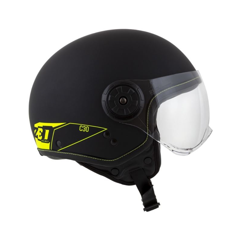 Cască de motocicletă deschisă ZED C30 negru-galben-fluo mată