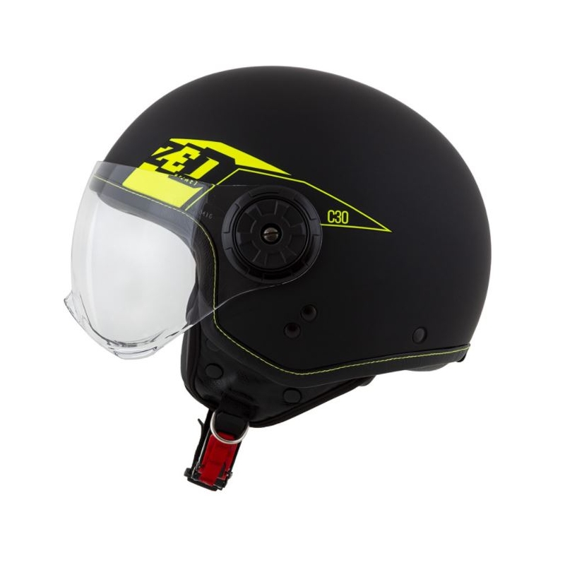 Cască de motocicletă deschisă ZED C30 negru-galben-fluo mată