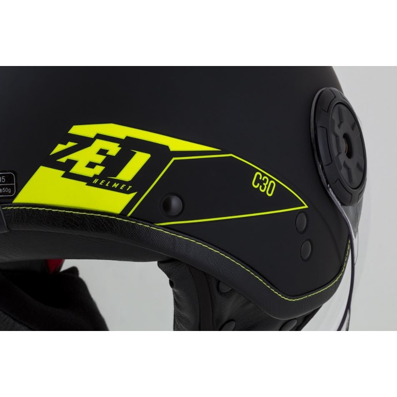 Cască de motocicletă deschisă ZED C30 negru-galben-fluo mată