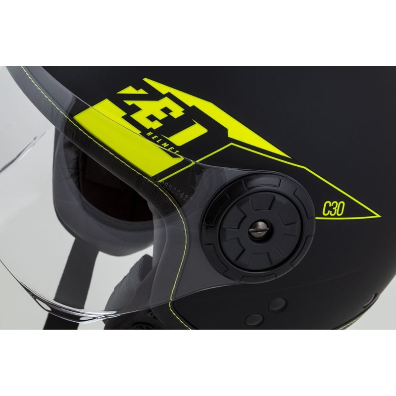 Cască de motocicletă deschisă ZED C30 negru-galben-fluo mată